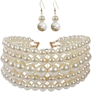 Latest Stylish Design Fancy Pearl Choker Necklace Jewellery Set for Women (16554s)